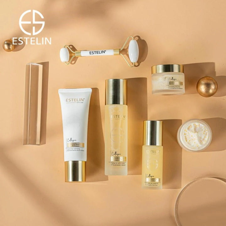 Bouncy & Firm Collagen Skin Care Set (Original), Anti-Aging Collagen Kit, Facial Cleanser:120g, Essence Toner: 100ml, Face Serum: 50 ml, Day Cream:50 g, Night Cream: 50g.