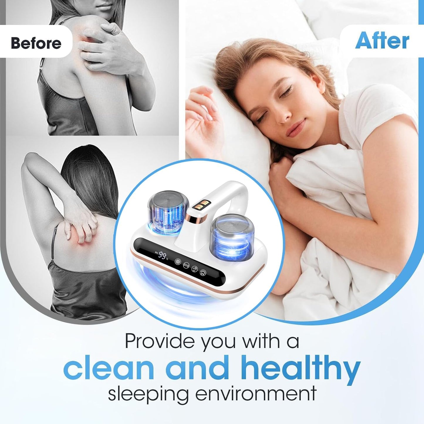 Bed Vacuum Cleaner – 210ml UV Ultrasonic Cleaner for Sofas and More