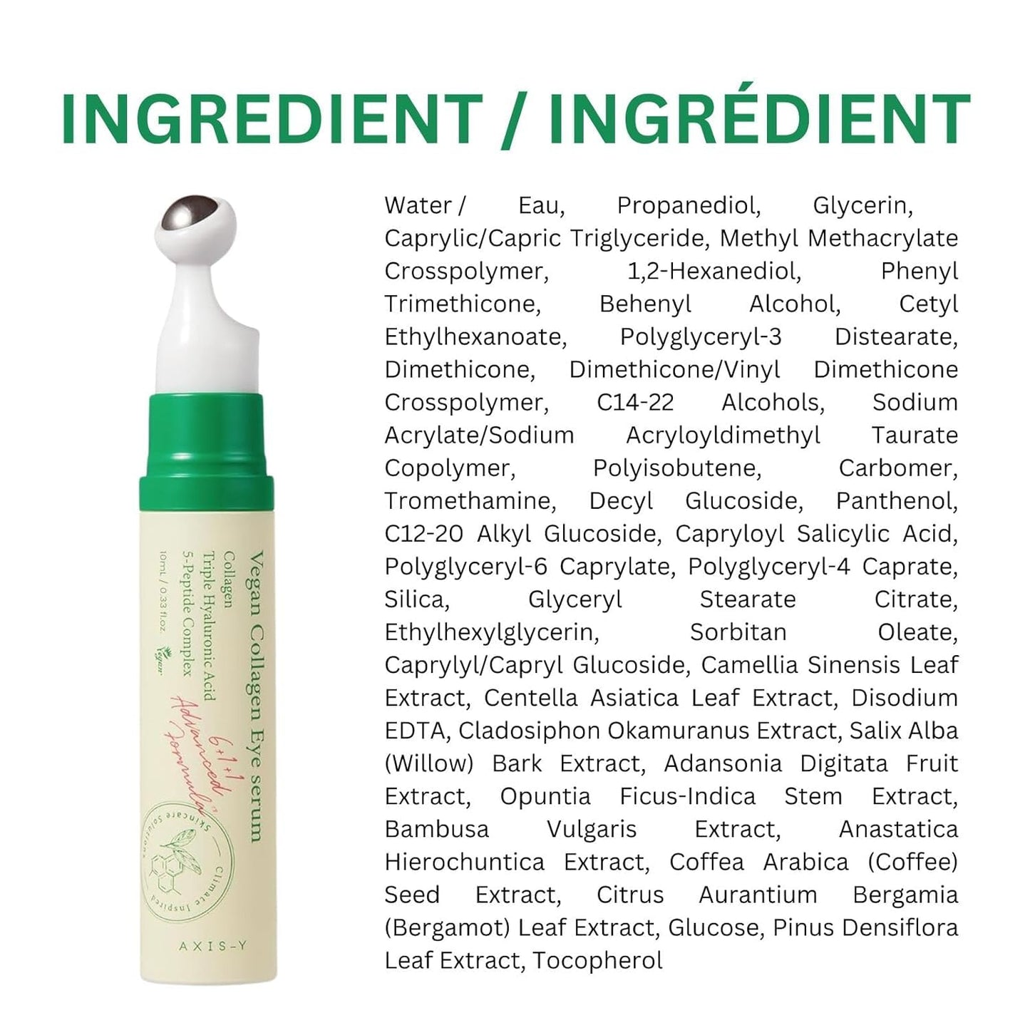 AXIS-Y Vegan Collagen Eye Serum – Korean Eye Treatment with Triple Hyaluronic Acid & Peptides, Reduces Fine Lines, Dark Circles & Boosts Elasticity