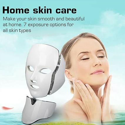 7-LED Whitening Face Mask | Advanced Optical Therapy for Radiant Skin | White/Black | 230x200mm