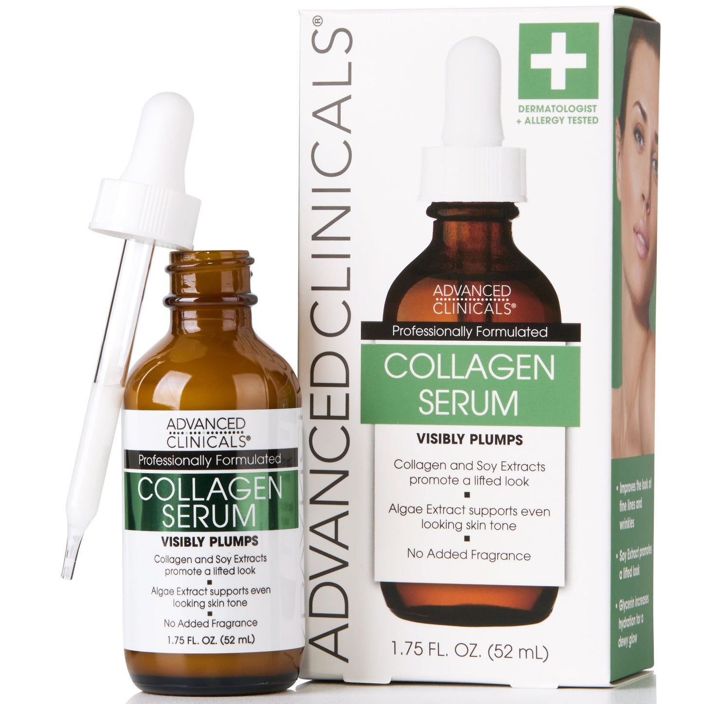 Advanced Clinicals - Collagen Serum (Original), Advanced Clinicals Collagen Serum For Face | Visible Anti Aging Collagen Peptide Serum + Hyaluronic Acid Moisturizer Improves Look Of Wrinkles, Dry Skin, & Fine Lines, No added Fragrance, 1.75 Fl Oz