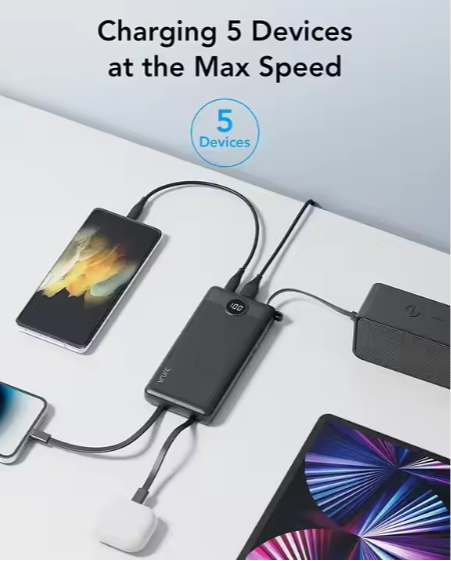 Portable Charger, 10,000mAh Capacity, Fast Charging Technology, Portable & Lightweight, Dual USB Output, LED Power Indicator, Wide Compatibility, Built-In Safety Features.