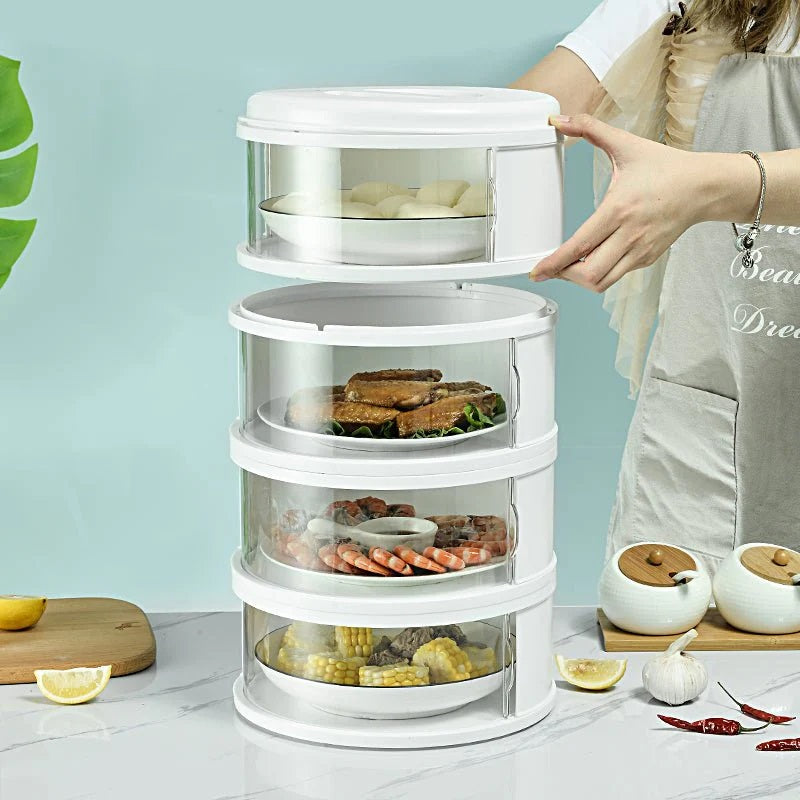 Large Size Dust-Proof Multi-layer Clear Stackable Insulation Storage Organizer Kitchen Food Plate Cover