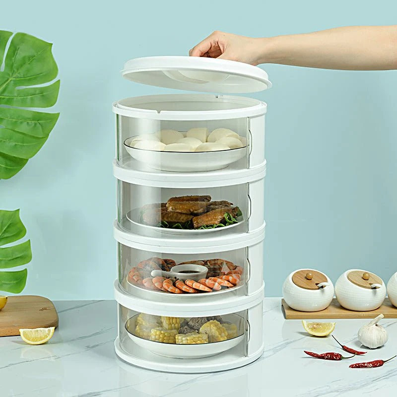 Large Size Dust-Proof Multi-layer Clear Stackable Insulation Storage Organizer Kitchen Food Plate Cover