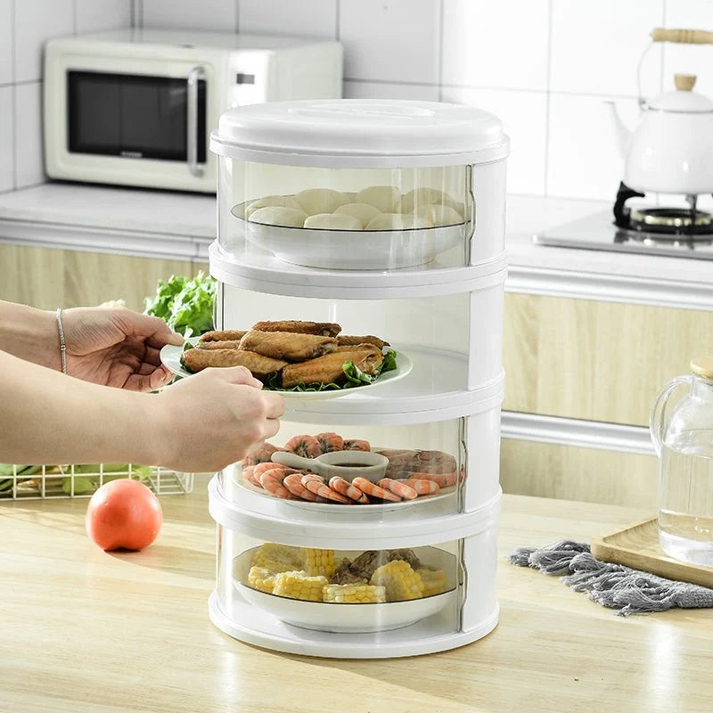 Large Size Dust-Proof Multi-layer Clear Stackable Insulation Storage Organizer Kitchen Food Plate Cover