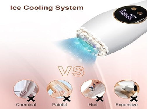 Ice Cold IPL Hair Removal Device with Ice Cooling, 99o,ooo Flashes, Laser Hair Removal, 5 Energy Level, Permanent, Painless, Long lasting Hair Removal, Whole Body at Home for Women and Man.
