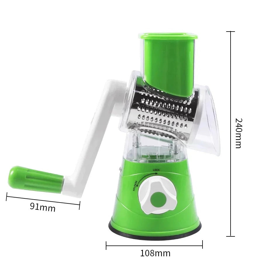 3-in-1 Manual Rotary Vegetable Drum Cutter | Multi-Purpose Slicer, Shredder, and Grater | Efficient Kitchen Tool for Fruits and Vegetables