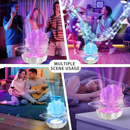 Shell Lamp with Bluetooth Speaker, Creative Ocean Wave Projector Shell Light, Waves Retro Bluetooth Vinyl Record Player, Night Lights Bluetooth Speaker, Bluetooth Desktop Speaker for Bedroom, Table Decor.