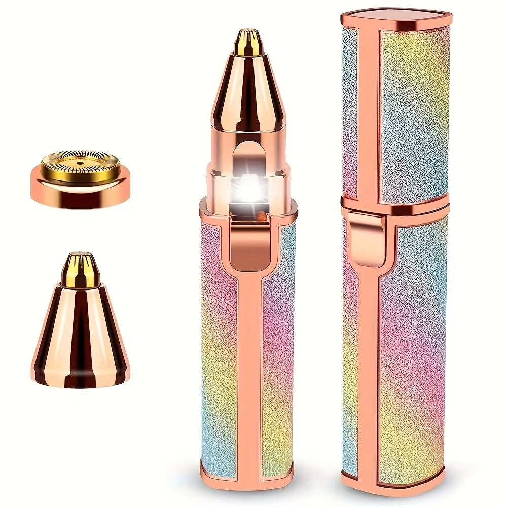 2-in-1 Eyebrow & Facial Hair Remover - USB Rechargeable with Multi-Colors, Cleaning Brush & Precision Trimming