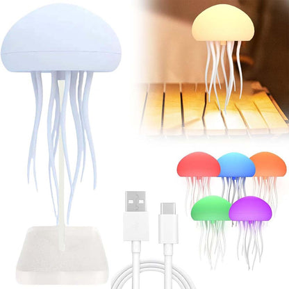 JellyFel Dancing Lamp - RGB Rechargeable Jellyfish Light with Voice Control, Touch Sensor & Gradient Effects (Hanging + Base)
