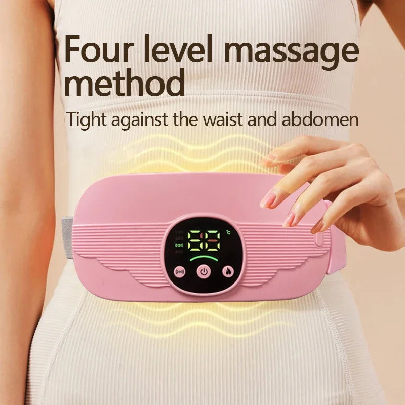Smart Menstrual Heating Pad - 4-Gear Constant Temperature Abdominal Massager with Vibration, Warm Palace Belt for Women (Pink-Colour)