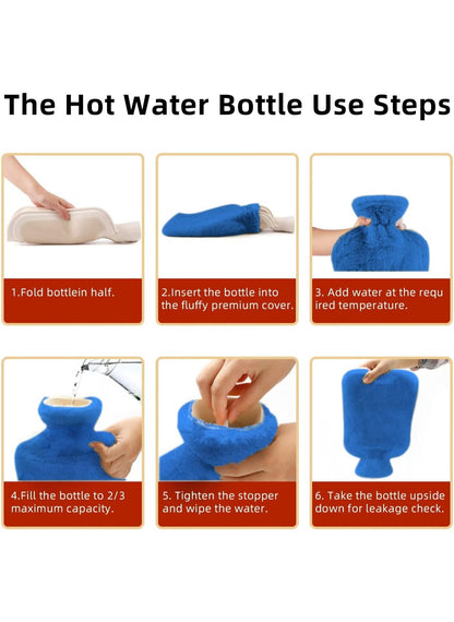 Hot Water Bag with Soft Cover | Classic Rubber Hot Water Bag for Cramps, Neck, Shoulder Pain Relief | Hot & Cold Therapy Pack (Multi)