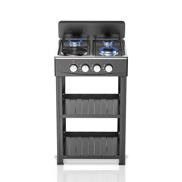 4-in-1 Gas Stove: 3 Burner + Hot Plate with Stand – Durable & Efficient Cooking Solution