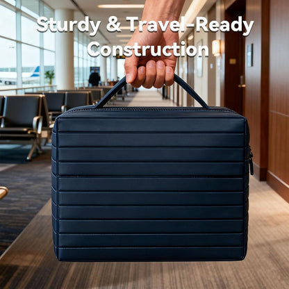 Travel Makeup Organizer, Portable Standing Make up Case, Waterproof Cosmetic Toiletry Bags with Handle