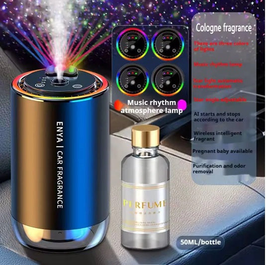 Car Air Purifier & Fragrance Diffuser, 7-Color LED Cycle, USB Powered, Air Purifier, Fragrance Diffuser, Compact & Portable, Smart Touch Controls.