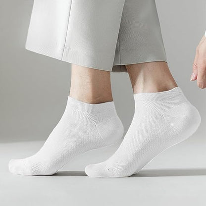 10 Pairs Men's Breathable Cotton Ankle Socks - Ultra Lightweight & Comfortable for All Seasons