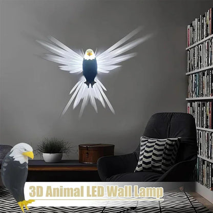3D Bald Eagle Wall Night Light - Wings of Light, Realistic Wing-Shaped LED Decoration for Bedroom, Living Room, Study