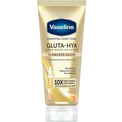 Vaseline Essential Even Tone Body Lotion - Gluta-Hya Serum Burst, 10X More Powerful Than Vitamin C, UV Protection, 200ml