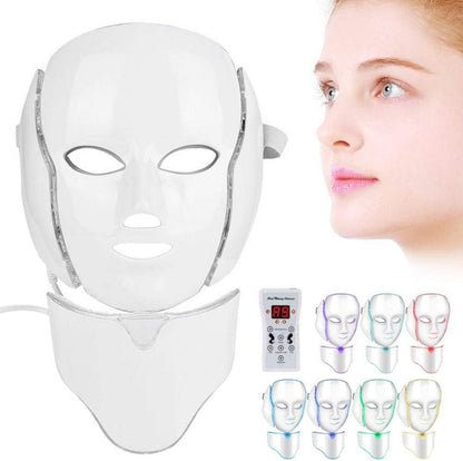 7-LED Whitening Face Mask | Advanced Optical Therapy for Radiant Skin | White/Black | 230x200mm