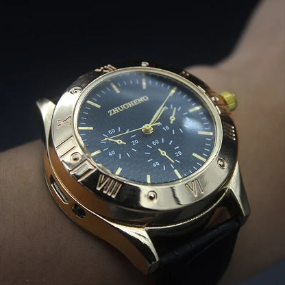 Cigarette Lighter Watch | Casual USB Charging Lighter with Heating Wire for Men (Golden)