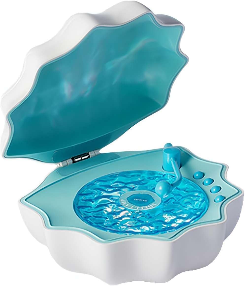 Shell Lamp with Bluetooth Speaker, Creative Ocean Wave Projector Shell Light, Waves Retro Bluetooth Vinyl Record Player, Night Lights Bluetooth Speaker, Bluetooth Desktop Speaker for Bedroom, Table Decor.