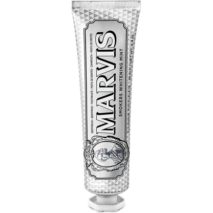 Marvis Smokers Whitening Toothpaste - Mint Flavor, 85ml, Natural Teeth Whitening, Plaque Removal, Long-Lasting Freshness