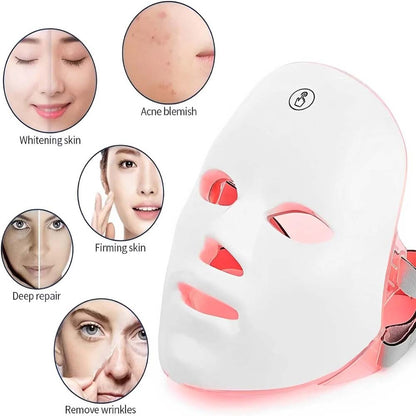 7-Color LED Light Therapy Face Mask - Anti-Aging Skin Care Device for Wrinkle Reduction & Skin Tightening