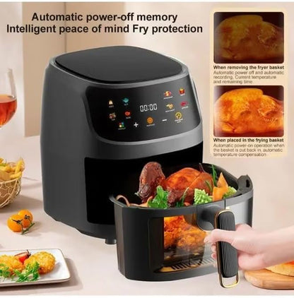 Multifunctional Digital Touch Air Fryer | 8L Capacity, 2400W Power | Sleek Black Design