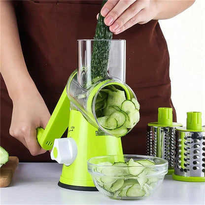 3-in-1 Manual Rotary Vegetable Drum Cutter | Multi-Purpose Slicer, Shredder, and Grater | Efficient Kitchen Tool for Fruits and Vegetables