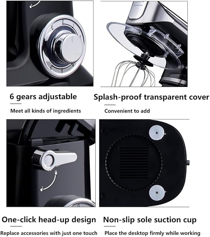 Electric Stand Mixer | Multifunctional Planetary Blender & Food Processor | Perfect Kitchen Appliance and Gift for Housewives (Color: Black)