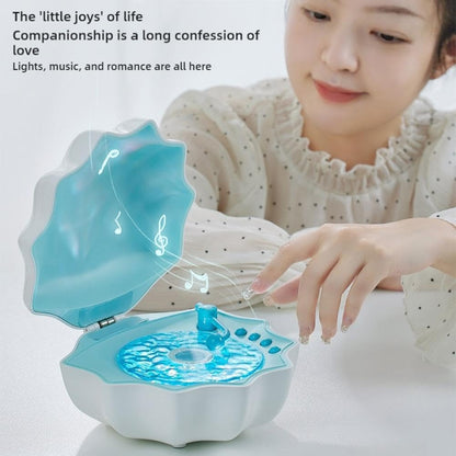 Shell Lamp with Bluetooth Speaker, Creative Ocean Wave Projector Shell Light, Waves Retro Bluetooth Vinyl Record Player, Night Lights Bluetooth Speaker, Bluetooth Desktop Speaker for Bedroom, Table Decor.