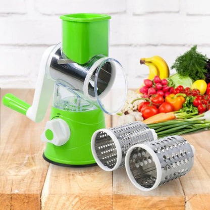 3-in-1 Manual Rotary Vegetable Drum Cutter | Multi-Purpose Slicer, Shredder, and Grater | Efficient Kitchen Tool for Fruits and Vegetables