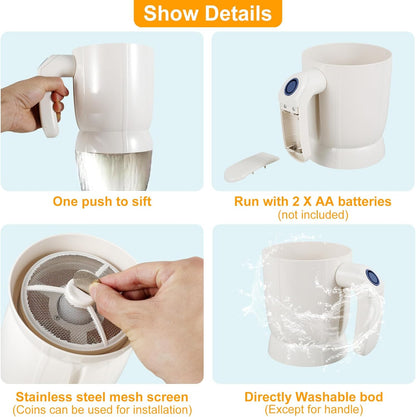 Electric Flour Sifter – Battery-Operated Steel Mesh Sieve for Effortless Baking and Pastry Making