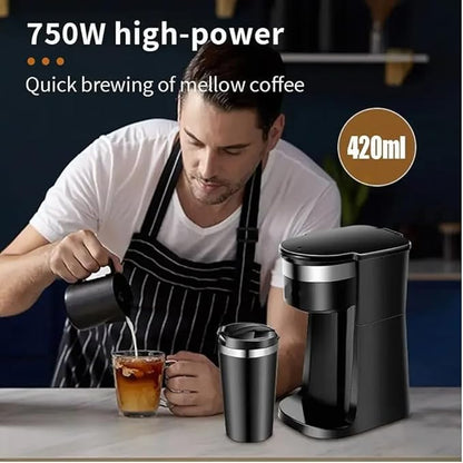 750W 430ML Small European Electric Espresso Coffee Maker | Italian Style Brewing for Home and Office | Perfect Cup Every Time