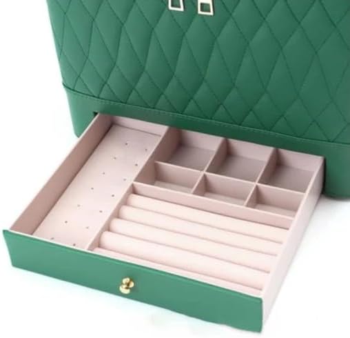 Leather Triple Makeup Case – Cosmetics Beauty Care Travel Storage with One Layer Drawer (Multi)