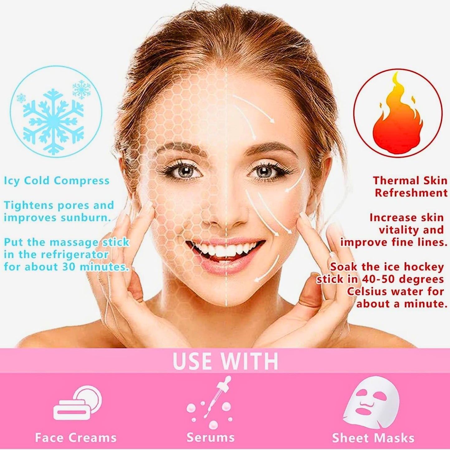 2-Pcs Facial Ice Globes. Cryo roller balls to reduce puffiness, dark circles & wrinkles. Cold therapy facial massager.