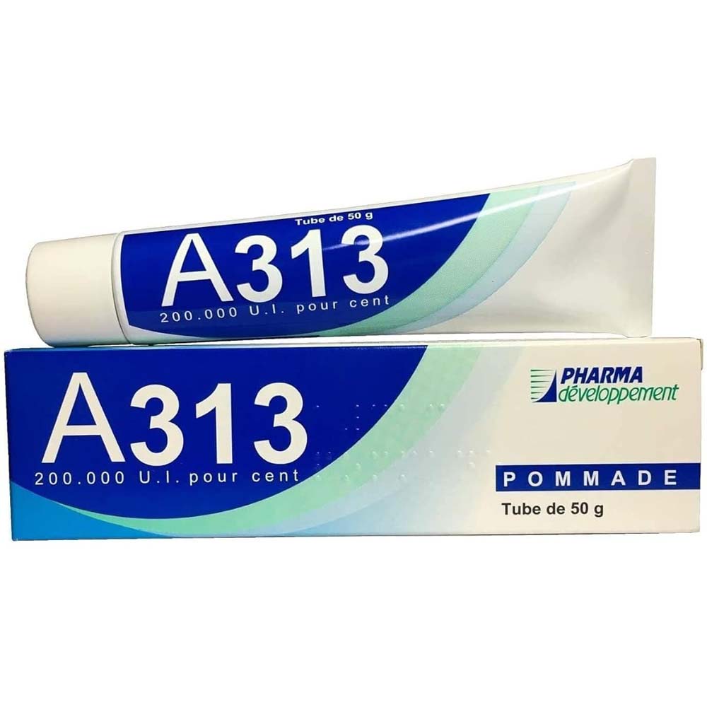 A313 Vitamin A Pommade. French pharmaceutical retinoid ointment for anti-aging, wrinkles & skin renewal. 50g tube.