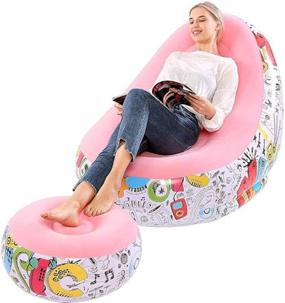 Portable Inflatable Sofa, PVC with flocked fabric, Lightweight & portable, living room, bedroom, or dorm..