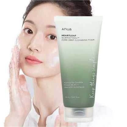 ANUA Heartleaf Quercetinol Pore Cleansing Foam - Deep Cleansing & Moisture Balance for All Skin Types, 150ml