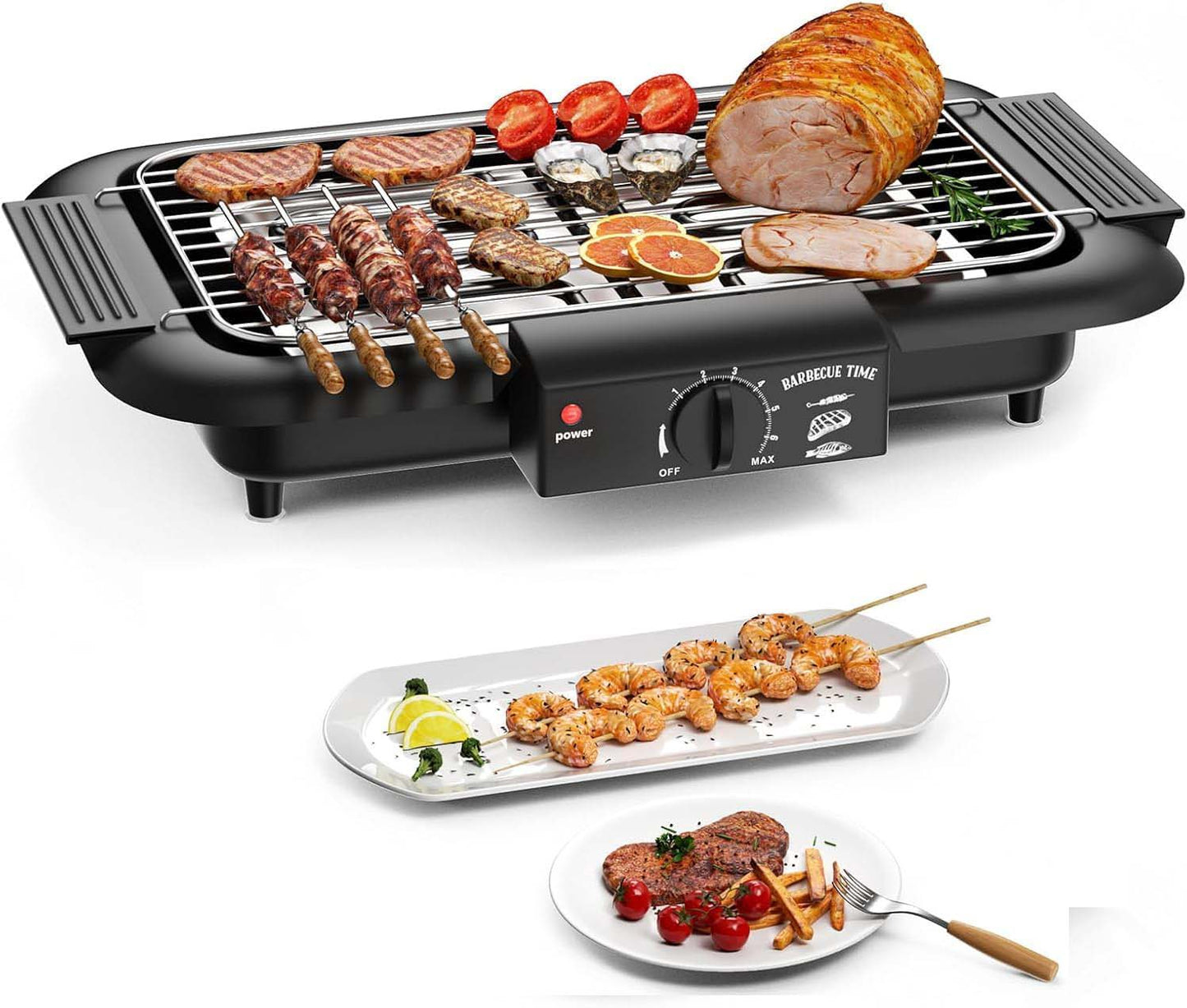 Smokeless Indoor/Outdoor Electric Grill | Portable Tabletop Grill with Adjustable Settings for Kitchen & BBQ | Perfect for Year-Round Grilling