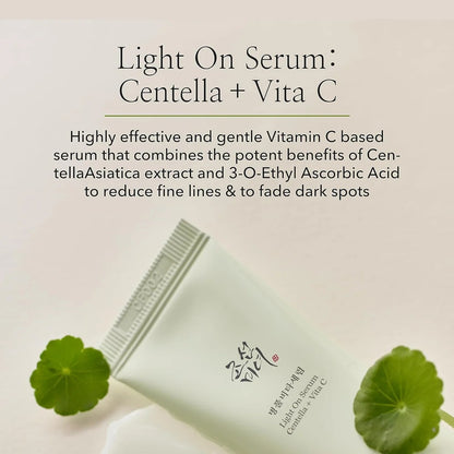 Beauty of Joseon Light On Serum: Centella + Vitamin C 30ml - Brightening & Calming Korean Serum for Even Tone