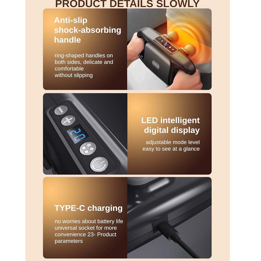 4-Head Massage Gun Deep Tissue - 20 Intensities & 6 Modes, Muscle Massager for Back, Neck, Shoulder, Leg & Body Pain Relief