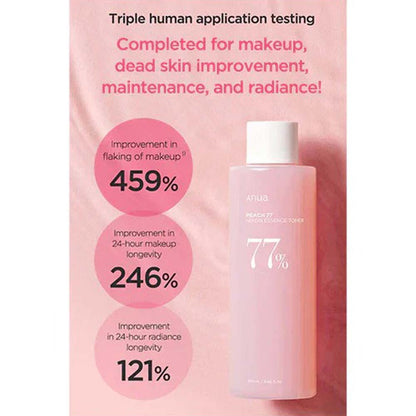 ANUA Peach 77% Niacin Essence Toner - 250ml Hydrating Brightening Toner for Dull & Uneven Skin Tone