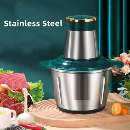 Electric Meat Grinder & Chopper 2-speed mincer with 3L stainless steel capacity. Multi-function food processor & kitchen slicer.
