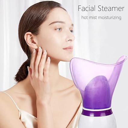 Facial Steamer | Professional Steam Inhaler for Face Sauna Mask | Moisturizer for Sinuses with Aroma Diffuser | Beauty and Care (Purple)