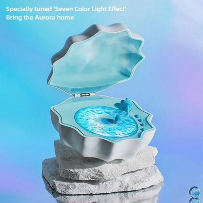 Shell Lamp with Bluetooth Speaker, Creative Ocean Wave Projector Shell Light, Waves Retro Bluetooth Vinyl Record Player, Night Lights Bluetooth Speaker, Bluetooth Desktop Speaker for Bedroom, Table Decor.