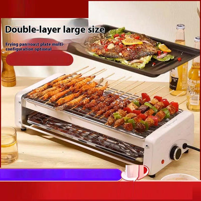 Electric Smokeless Grill - Nonstick Indoor Griddle Pan for Frying, Baking & Stewing, Adjustable Temp, Easy Clean, White