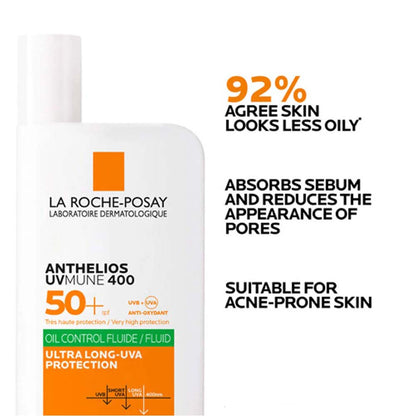 La Roche-Posay Anthelios UVMune 400 Invisible Fluid SPF50 - 50ml Advanced Protection Sunscreen for Face & Sensitive Skin