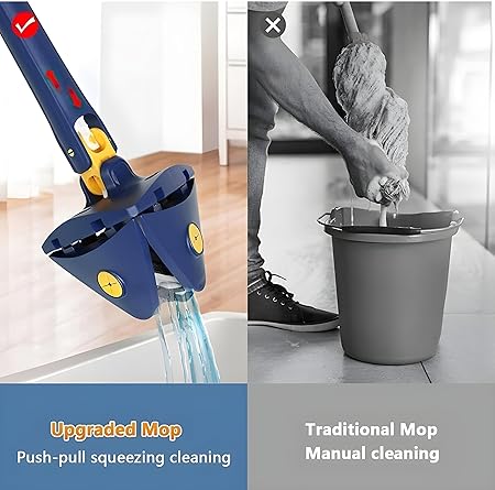 Rotatable Adjustable Triangle Cleaning Mop | Stainless Steel Long Handle for Easy Cleaning