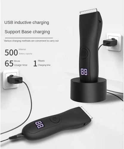 Electric Hair Trimmer and Shaver for Men | Body Groomer for Groin & Ball, Pubic Hair | Replaceable Ceramic Blade